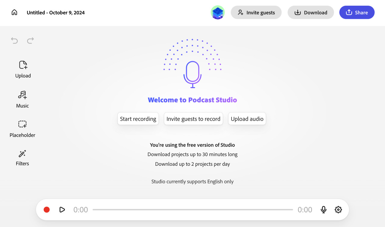 Adobe Podcast product features